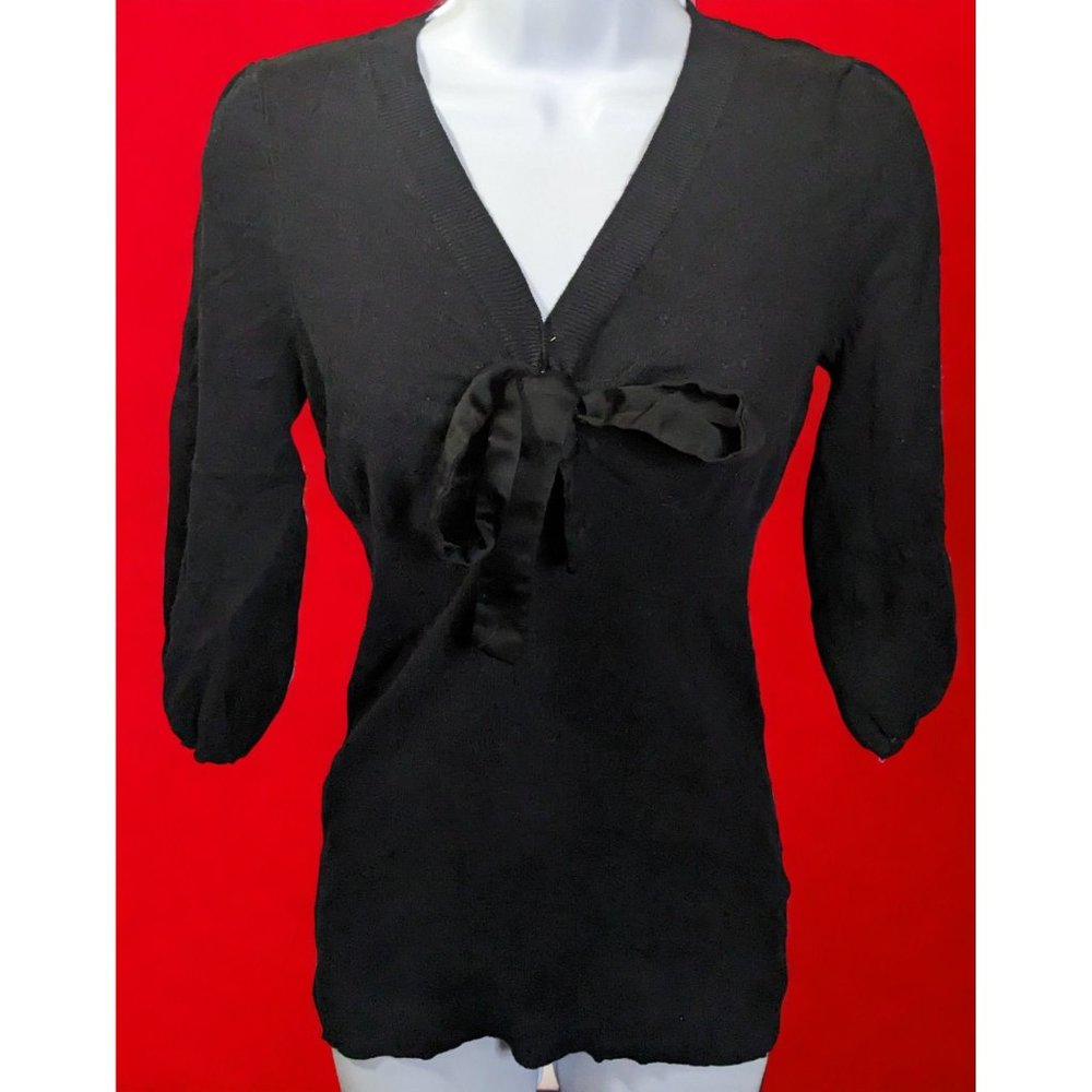 Candie's Bow Front V Neck Blouse